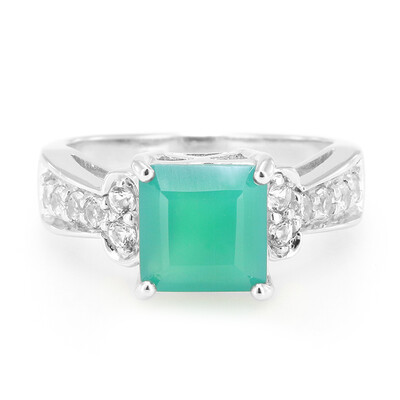 Bague en argent et Calcédoine verte
