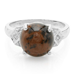 Bague en argent et Obsidienne acajou