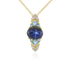 Collier en argent et Saphir étoilé bleu