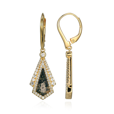Boucles d'oreilles en argent et Agate mousse