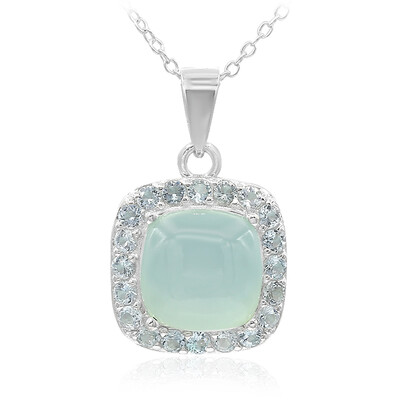 Collier en argent et Calcédoine lagune