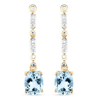 Boucles d'oreilles en or et Aigue-Marine AAA