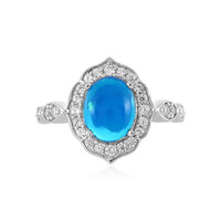 Bague en argent et Opale bleue d'Éthiopie