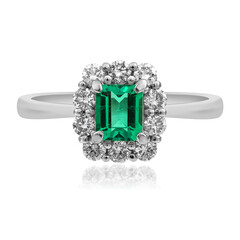 Bague en platine et Emeraude de Zambie AAA (CIRARI)