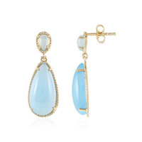 Boucles d'oreilles en argent et Calcédoine bleue
