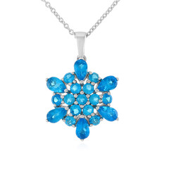 Collier en argent et Apatite bleu néon