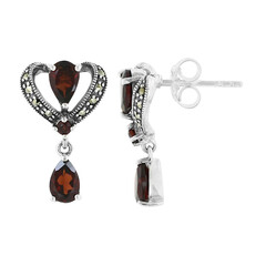 Boucles d'oreilles en argent et Grenat du Mozambique