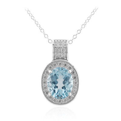 Collier en argent et Topaze bleu ciel