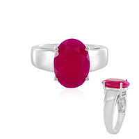 Bague en argent et Calcedoine framboise
