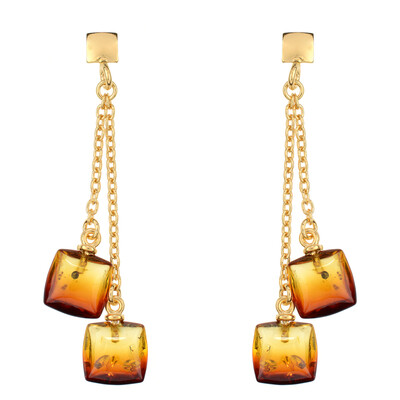 Boucles d'oreilles en argent et Ambre de la Baltique Lever du soleil (dagen)