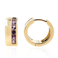 Boucles d'oreilles en or et Saphir pourpre de Ceylan non chauffé