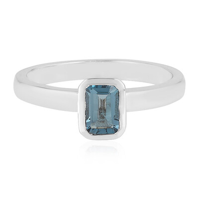 Bague en argent et Topaze bleu de Londres