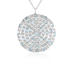 Collier en argent et Pierre de Lune arc-en-ciel (KM by Juwelo)