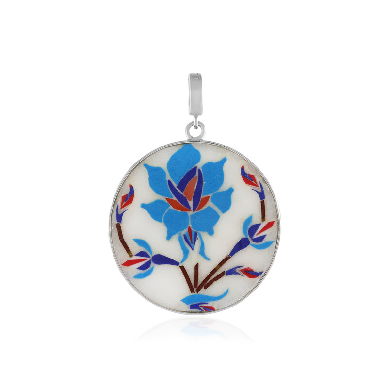 Pendentif Sodalite Bleu Plaqué Argent 925 - Pierre Précieuse, Fait Main En Inde, Personnalisable