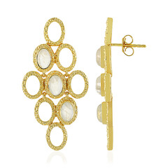 Boucles d'oreilles en argent et Pierre de Lune arc-en-ciel