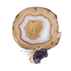 Bouchon en améthyste et dessous de bouteille en agate (Lapis Vitalis)