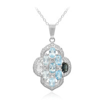 Collier en argent et Topaze bleu de Londres