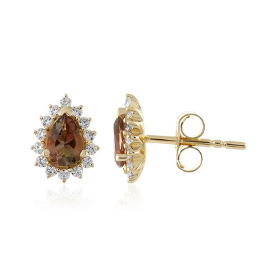 Boucles d'oreilles en or et Pierre du Soleil de l’Orégon