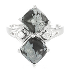 Bague en argent et Obsidienne Flocon-de-Neige