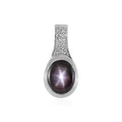 Pendentif en argent et Saphir étoilé noir