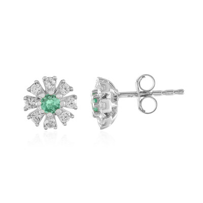 Boucles d'oreilles en argent et Emeraude de Colombie