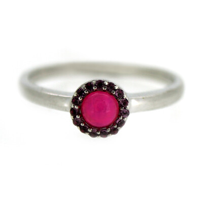 Bague en argent et Opale rose d'Éthiopie
