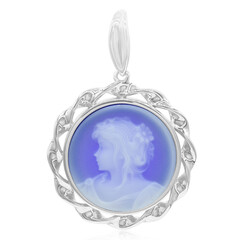 Pendentif en argent et Agate zonée bleue