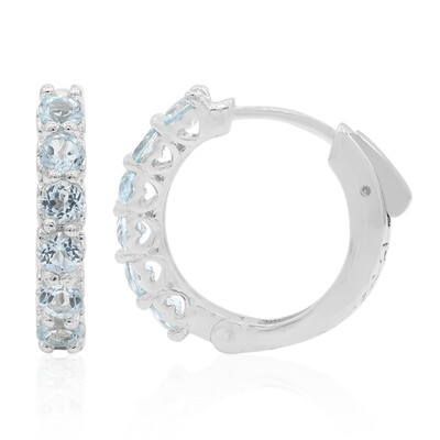 Boucles d'oreilles en argent et Topaze bleu ciel