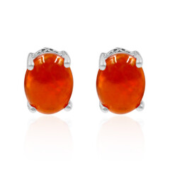 Boucles d'oreilles en argent et Opale orange d'Éthiopie
