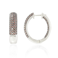 Boucles d'oreilles en argent et Diamant rouge