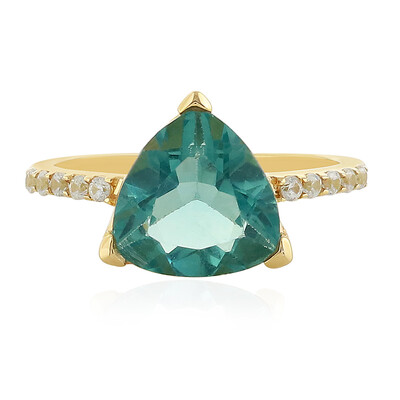 Bague en or et Fluorite bleu pétrole de Belgique