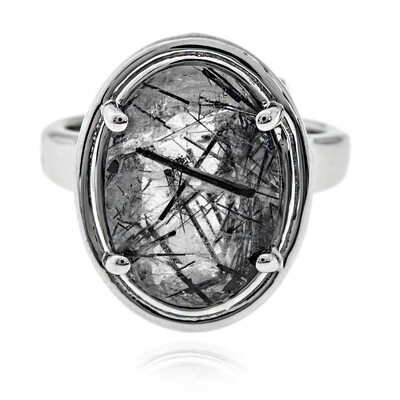 Bague en argent et Quartz rutile noir