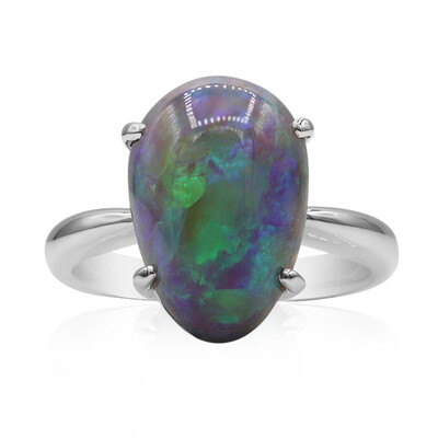 Bague en platine et Opale noire de Lightning Ridge (CIRARI)