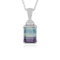 Collier en argent et Fluorite multicolore
