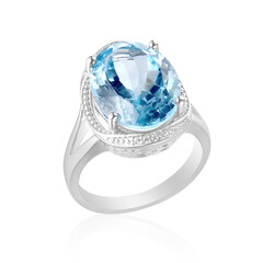 Bague en argent et Topaze bleu ciel
