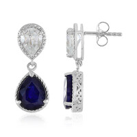 Boucles d'oreilles en argent et Saphir bleu de Madagascar