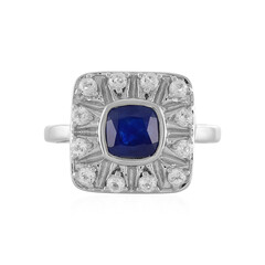 Bague en argent et Saphir bleu de Madagascar