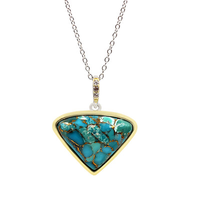 Collier en argent et Turquoise cuivrée bleue (Faszination Türkis)