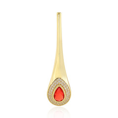 Pendentif en argent et Opale rouge d'Éthiopie