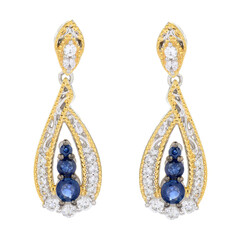 Boucles d'oreilles en argent et Saphir bleu (Gems en Vogue)