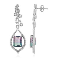 Boucles d'oreilles en argent et Fluorite multicolore