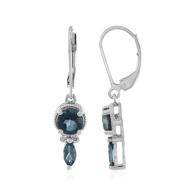 Boucles d'oreilles en argent et Topaze bleu de Londres