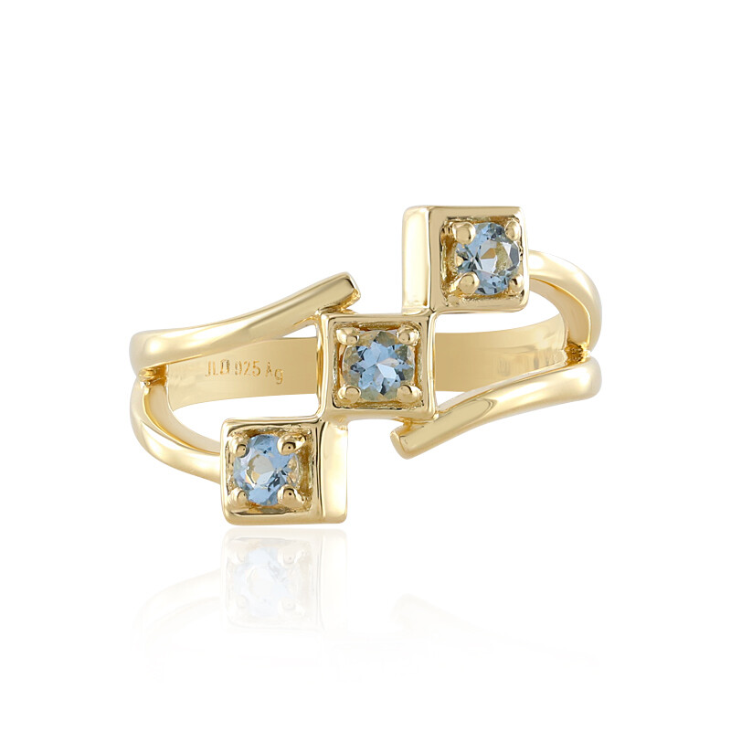 Pendentif Plaqué Or Jaune Avec Aigue-marine - Bijou Ancien Bleu - Occasion