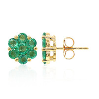 Boucles d'oreilles en or et Emeraude de Zambie AAA