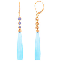 Boucles d'oreilles en or et Calcédoine bleue (KM by Juwelo)