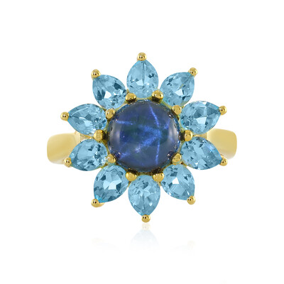 Bague en argent et Saphir étoilé bleu