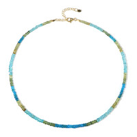 Collier en argent et Apatite bleu néon