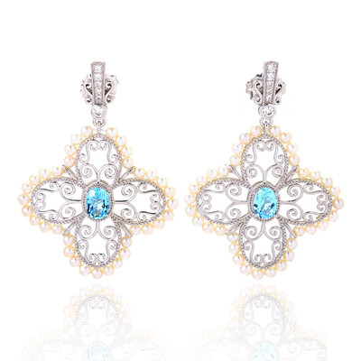 Boucles d'oreilles en argent et Topaze bleu ciel (Dallas Prince Designs)