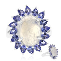 Bague en argent et Pierre de Lune de Ceylan