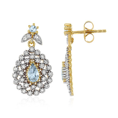 Boucles d'oreilles en argent et Aigue-marine